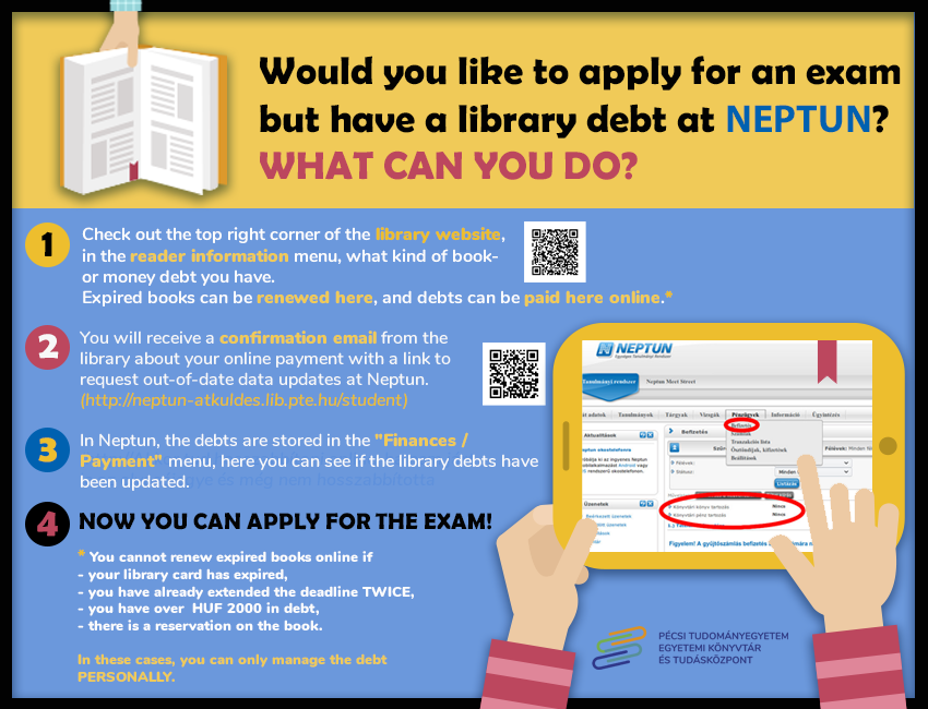 What can you do, if you have a library debt in Neptun?